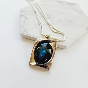 Vintage Sterling Silver Double Strand Pendant Necklace and Matching Earrings